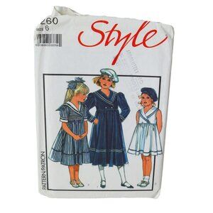 Style 1260 Sewing Pattern Child's Mock Wrap Dress Sailor's Beret Dress Size 6